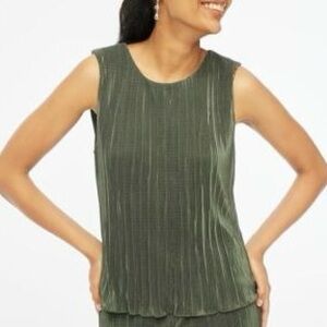J. Crew Factory Plissé Shell Top in Spanish Moss Size M